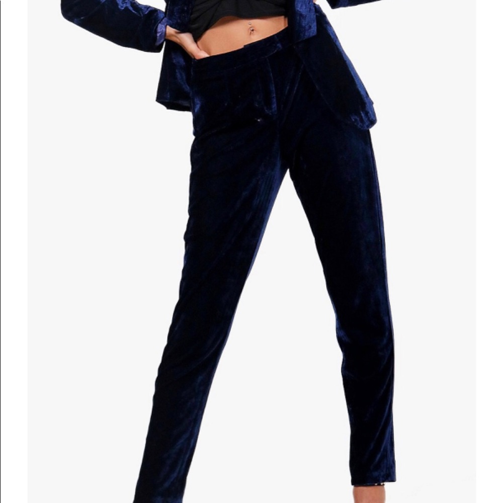 Blue velvet pants by Boohoo